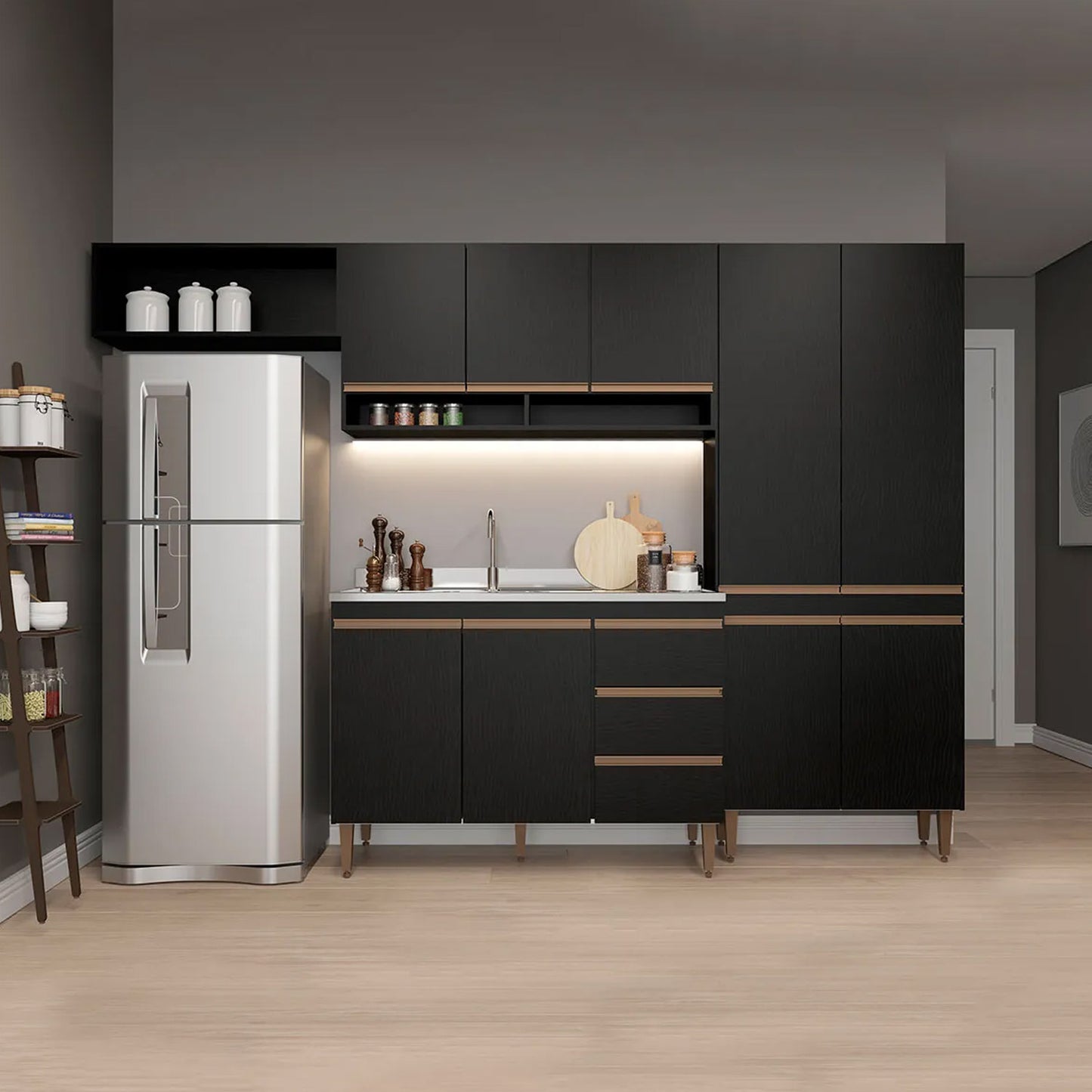 Mueble de Cocina Aéreo 80cm Sabrina Negro