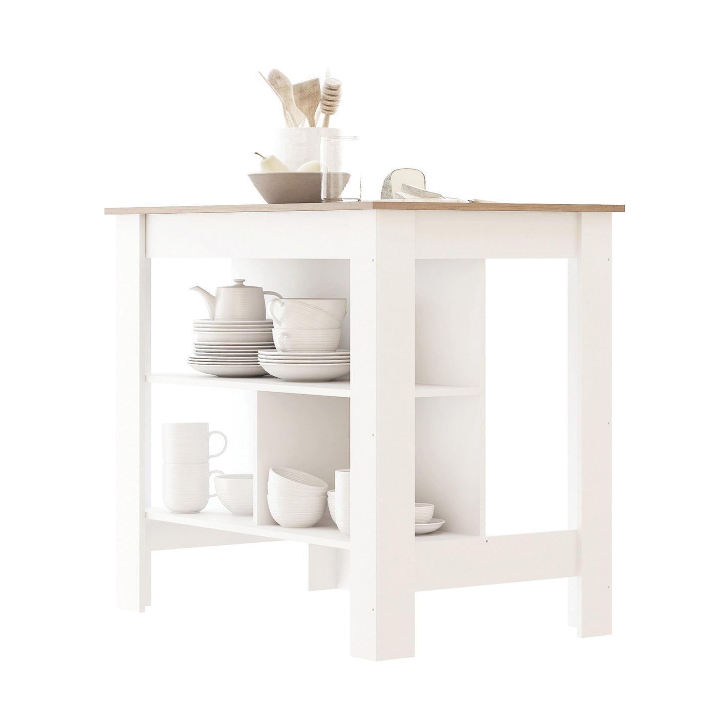 Mesa de Cocina Isla Hoga Blanco Avellana