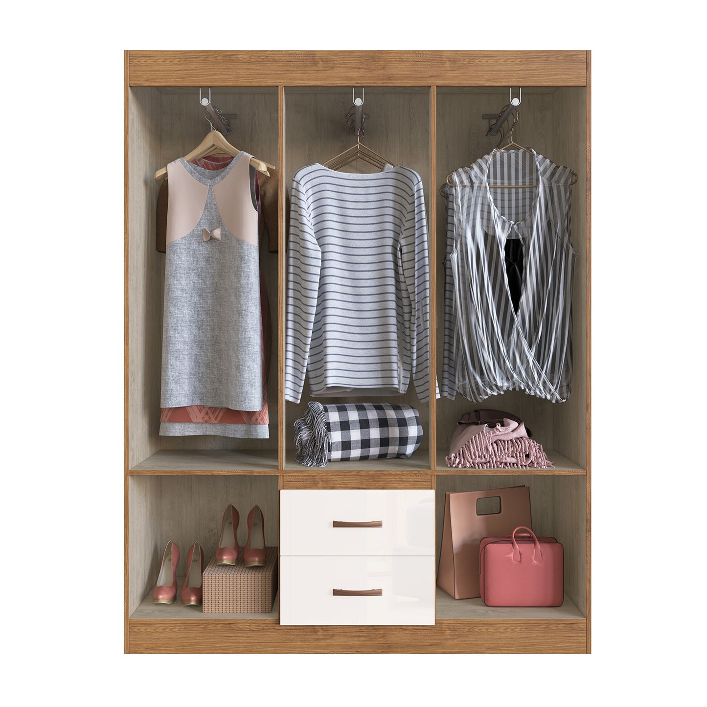 Clóset 6 Puertas 2 Cajones Hoga Montevideo Canela Blanco invierno