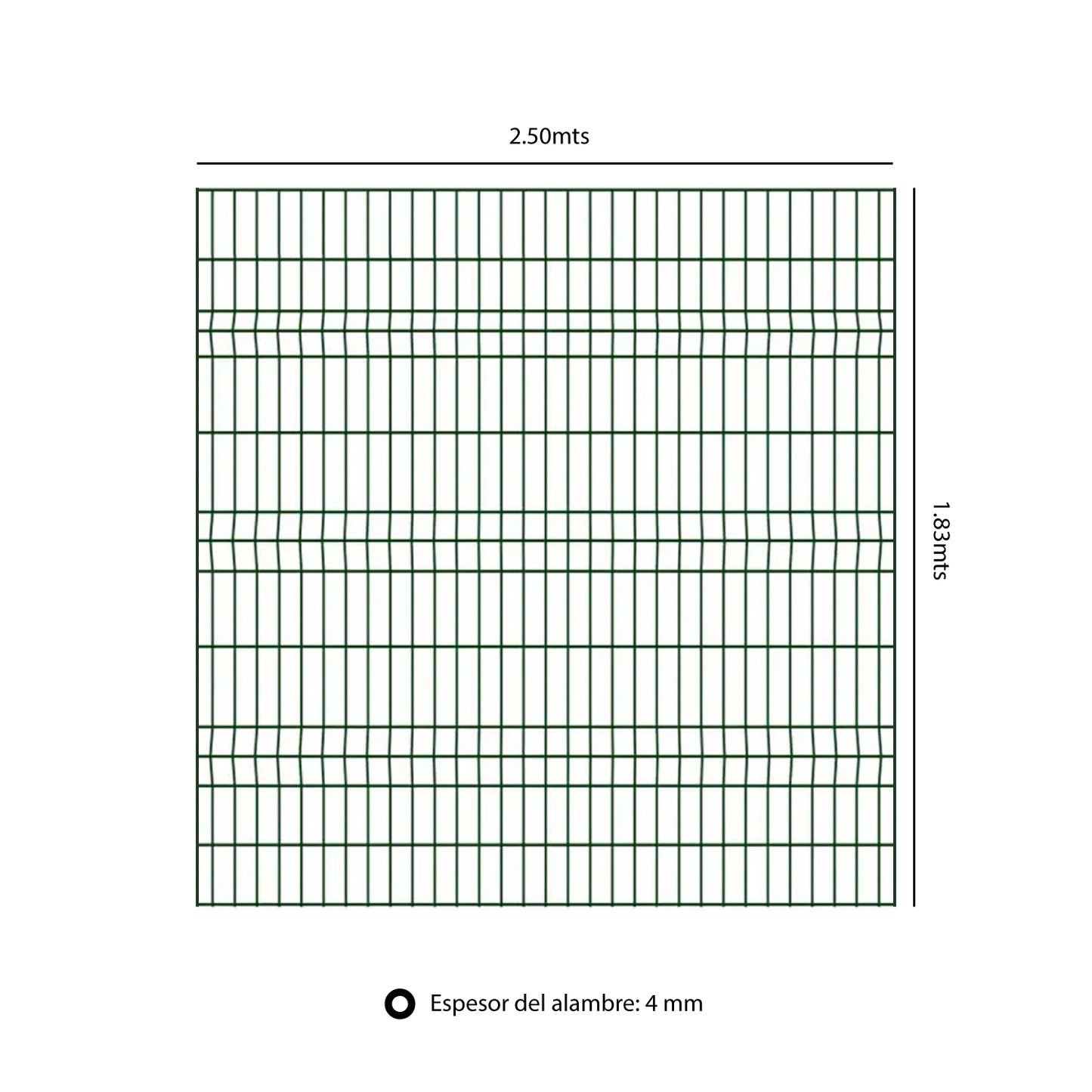 Pack Reja Tipo Acmafor 3d Verde 2,50 X 1,83 Mts + Poste Con Brazo 2,70 Mts