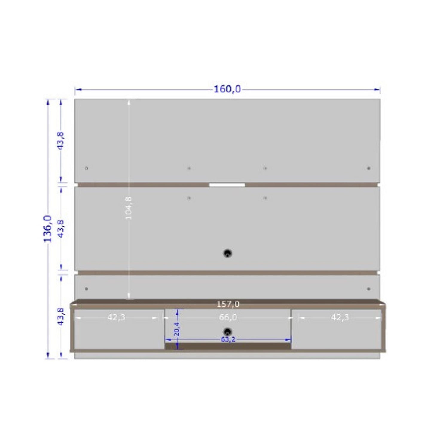Panel Rack Tv 65" Ambar Canela Blanco Invierno