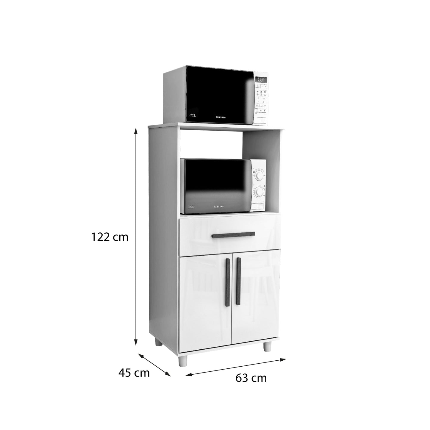 Mueble de Cocina para Microondas 2 Puertas 1 Cajón Hoga Cairo Blanco
