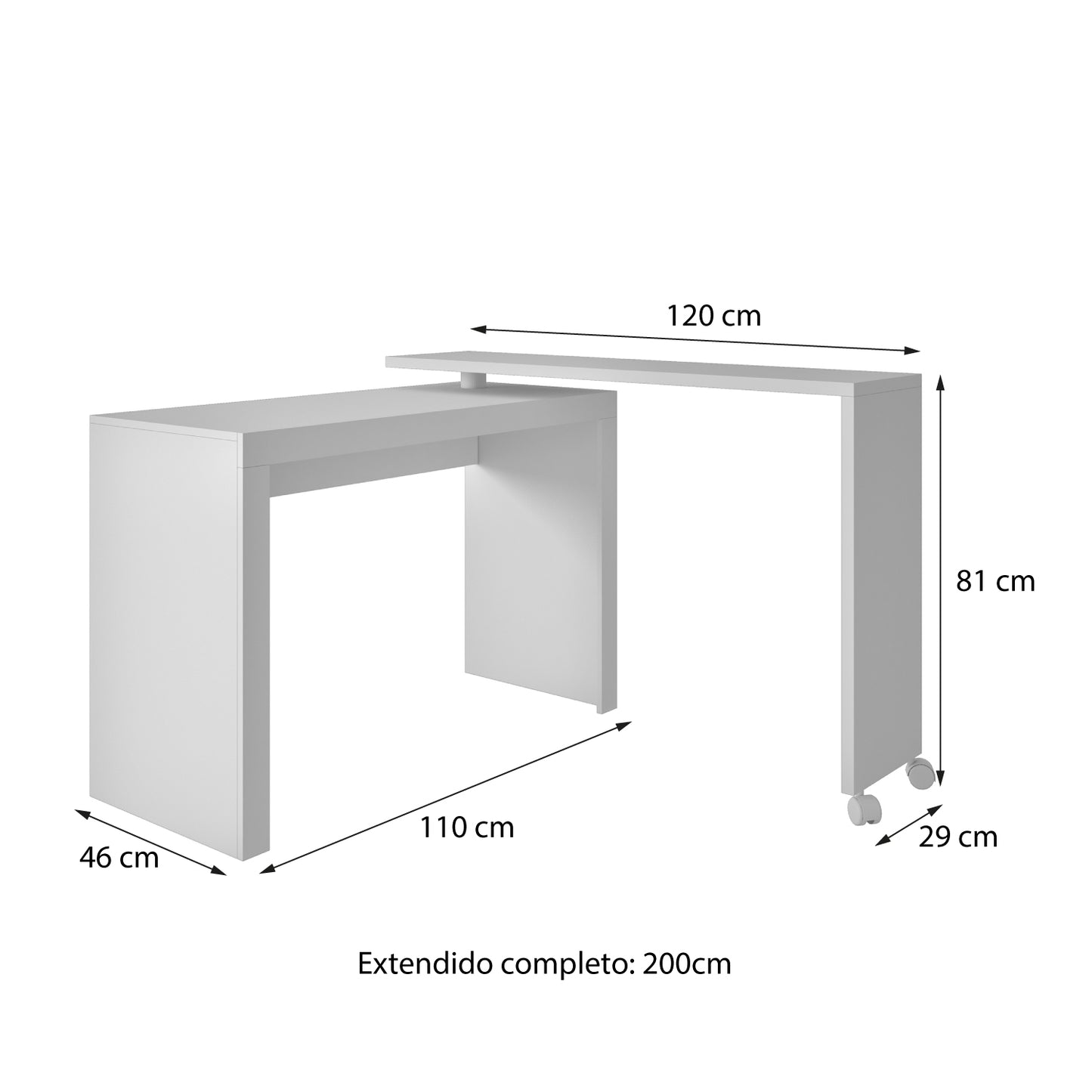 Escritorio Con Ruedas Y Mesa Giratoria Hoga Blanco