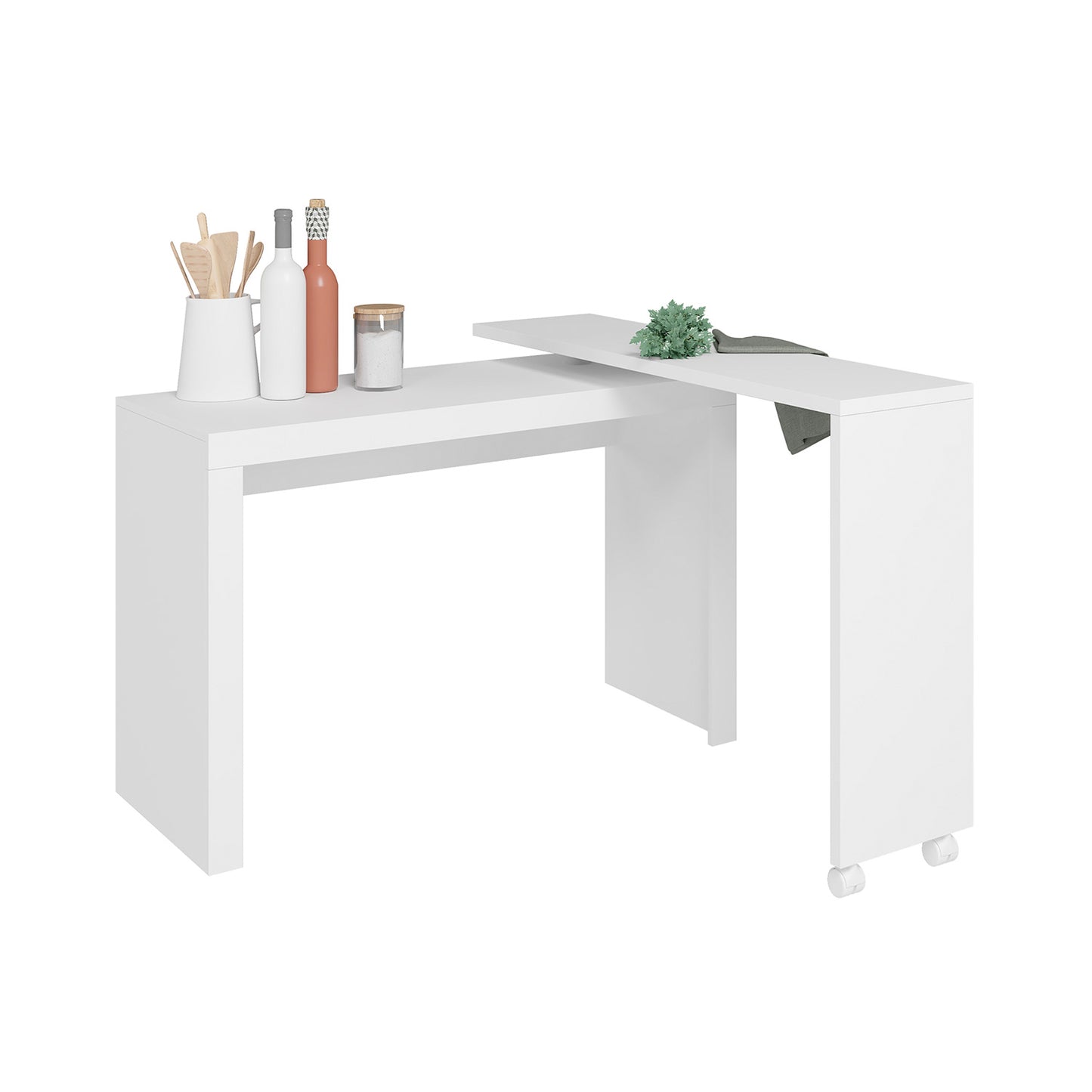 Escritorio Con Ruedas Y Mesa Giratoria Hoga Blanco