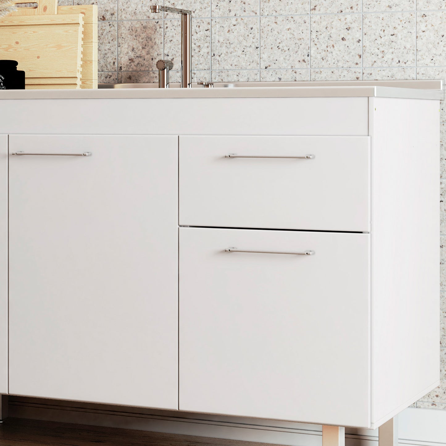 Mueble De Cocina 3 Puertas 1 Cajón Hoga Blanco