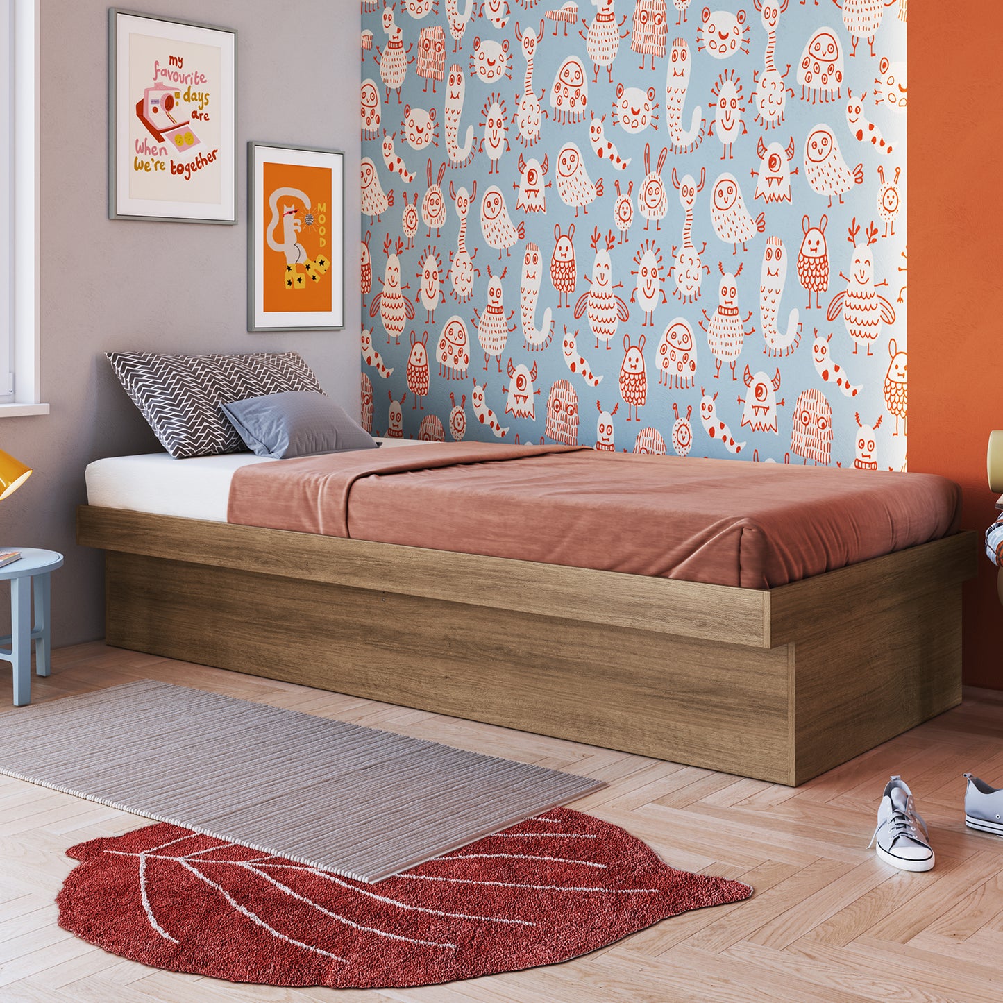 Cama Baúl 1 Plaza Estambul Nogal