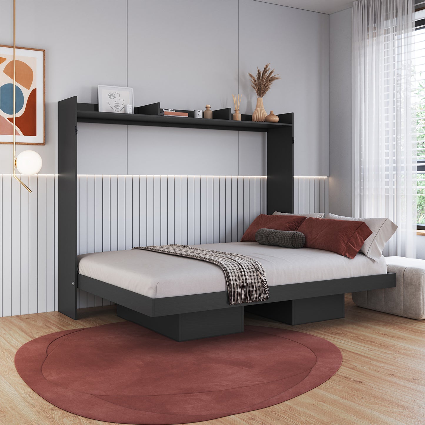Cama Plegable Horizontal 2 Pza Hoga Hanover Gris