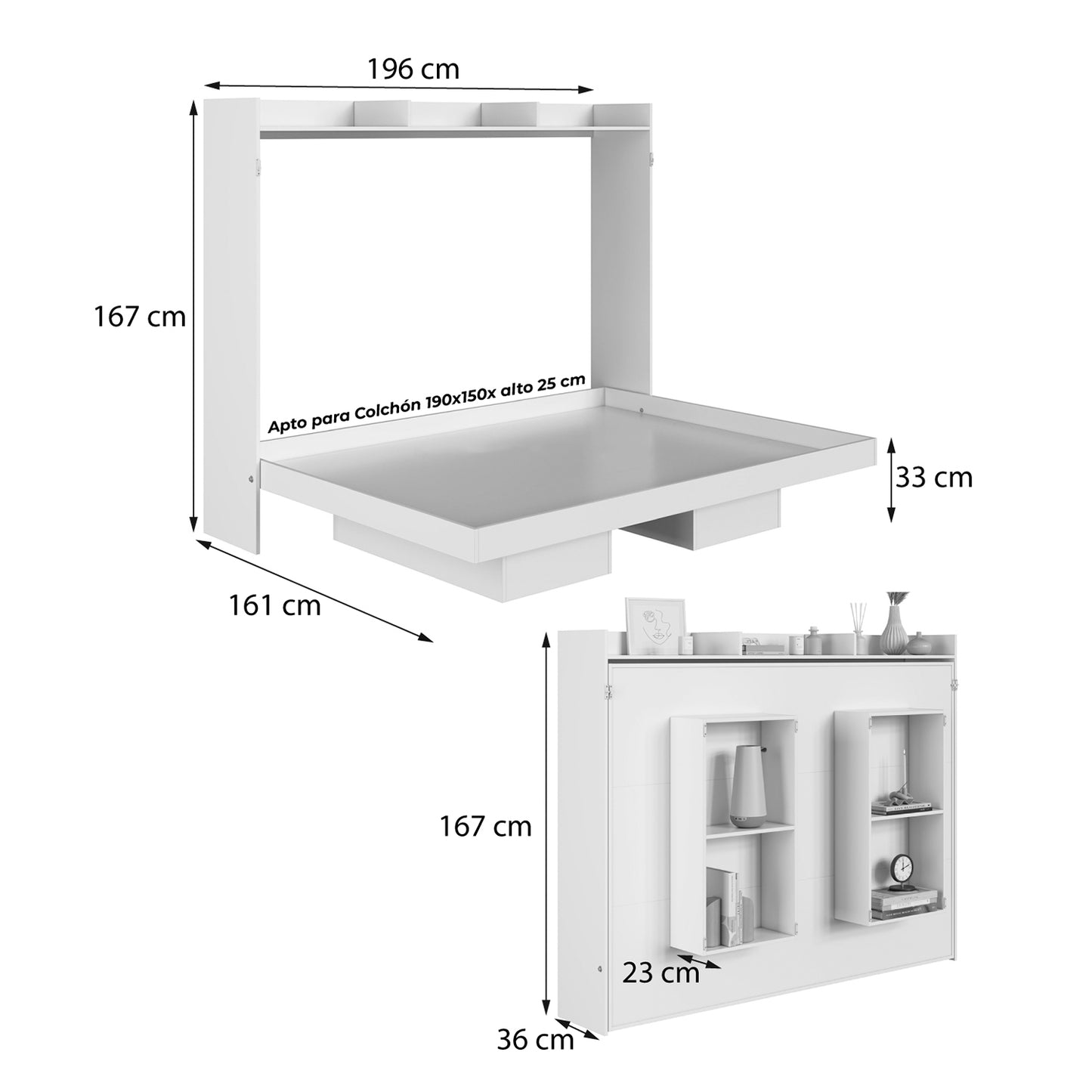 Cama Plegable Horizontal 2 Pza Hoga Hanover Miel