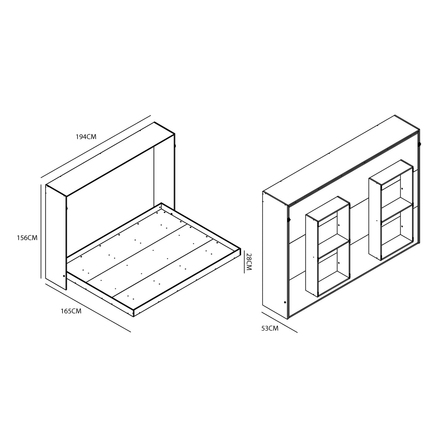 Cama Plegable Horizontal 2 Plazas House Nogal
