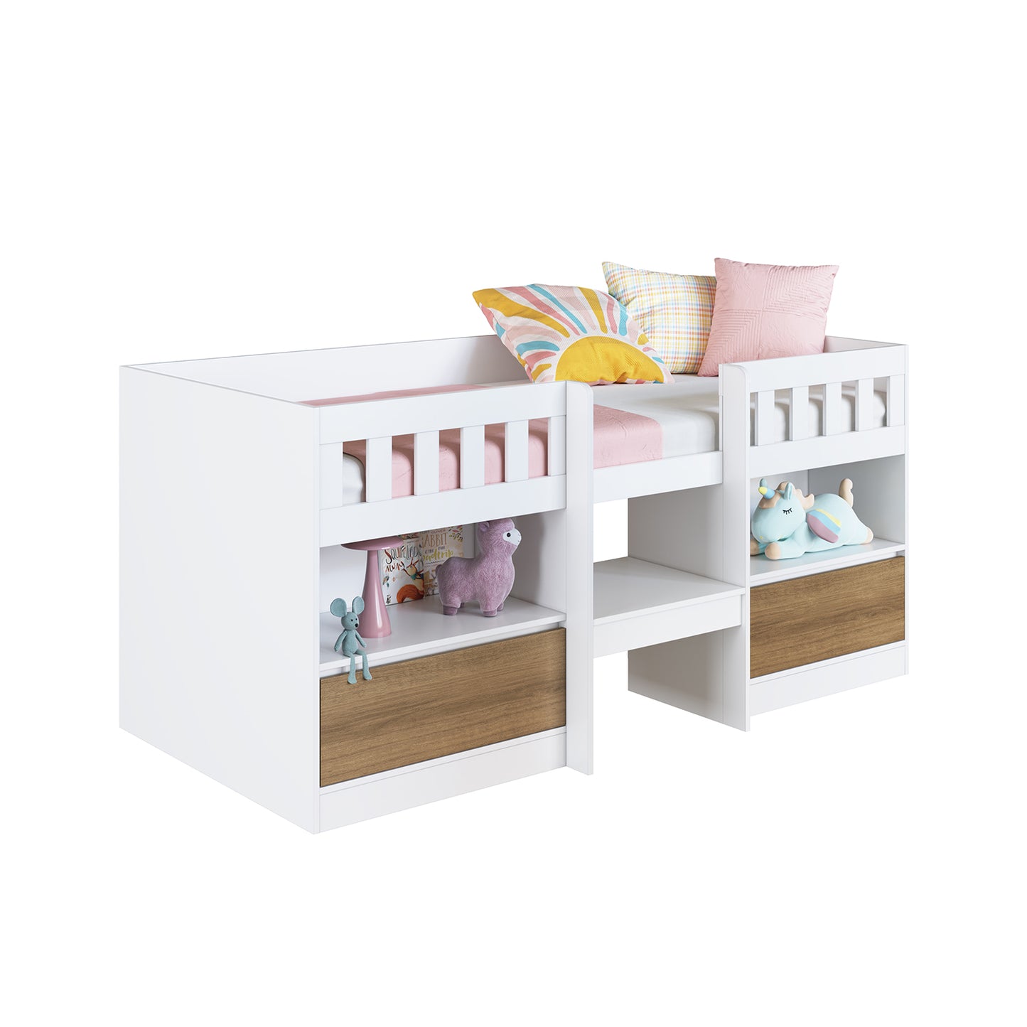 Cama Alta 2 puertas 1 Pza Hoga Bela Miel