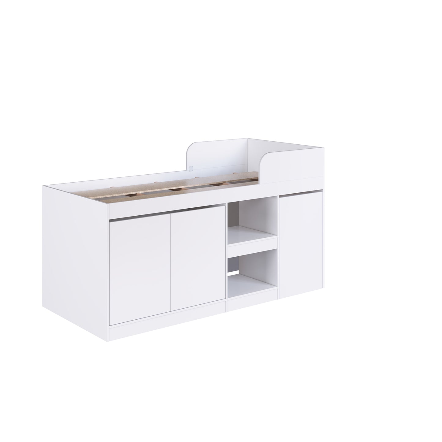 Cama Alta + Escritorio 2 puertas 1 Pza Hoga Jamaica Blanco