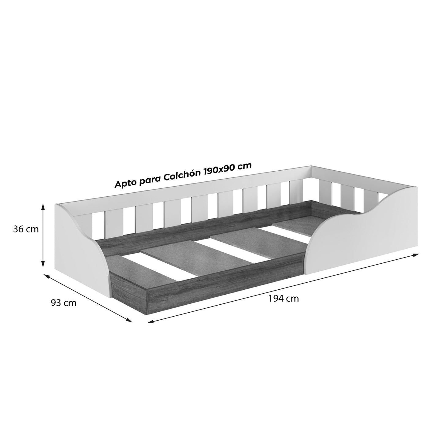 Cama Montessori 1 Pza Hoga Memphis Blanco