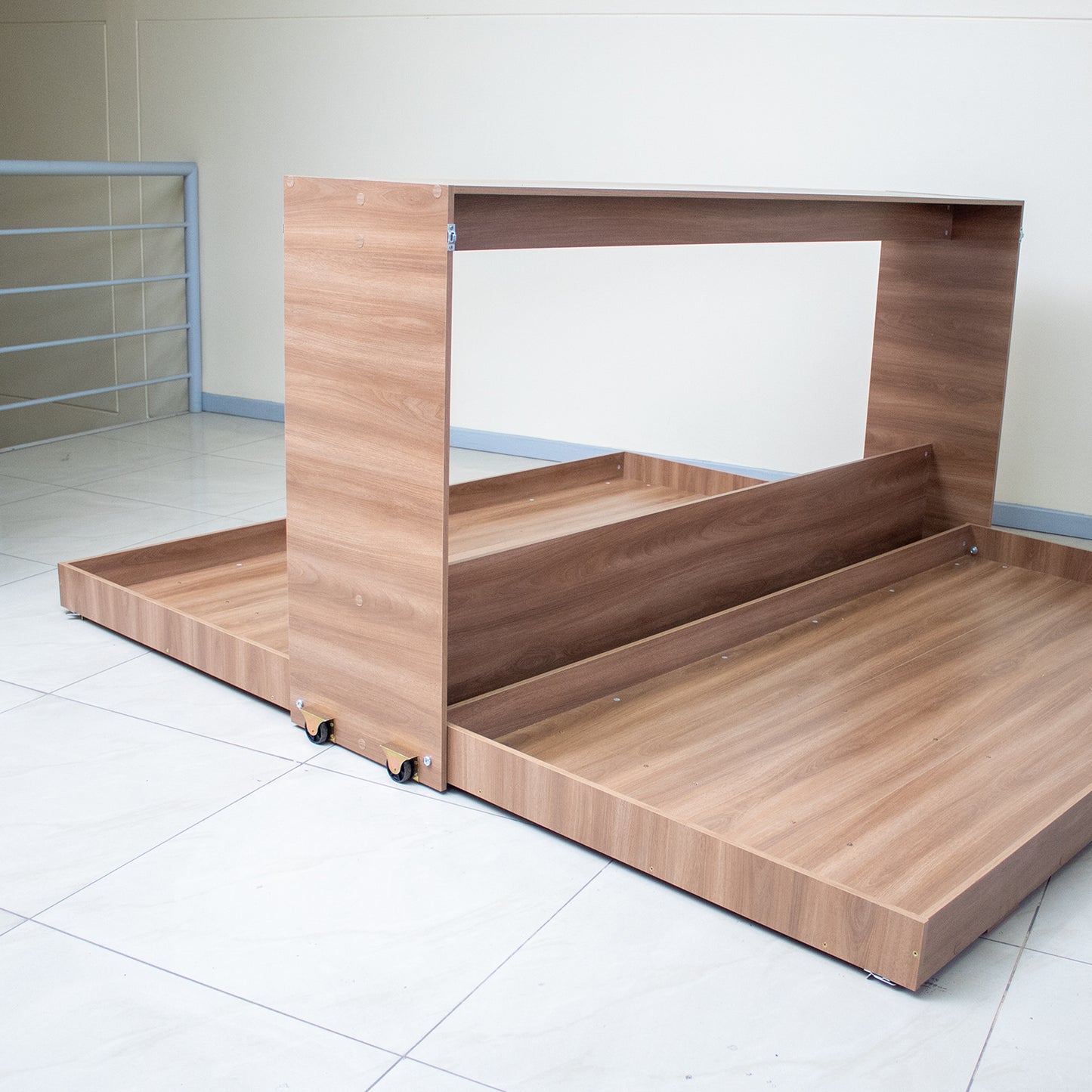 Cama Doble Plegable Horizontal 1 Plaza Phoenix Nogal