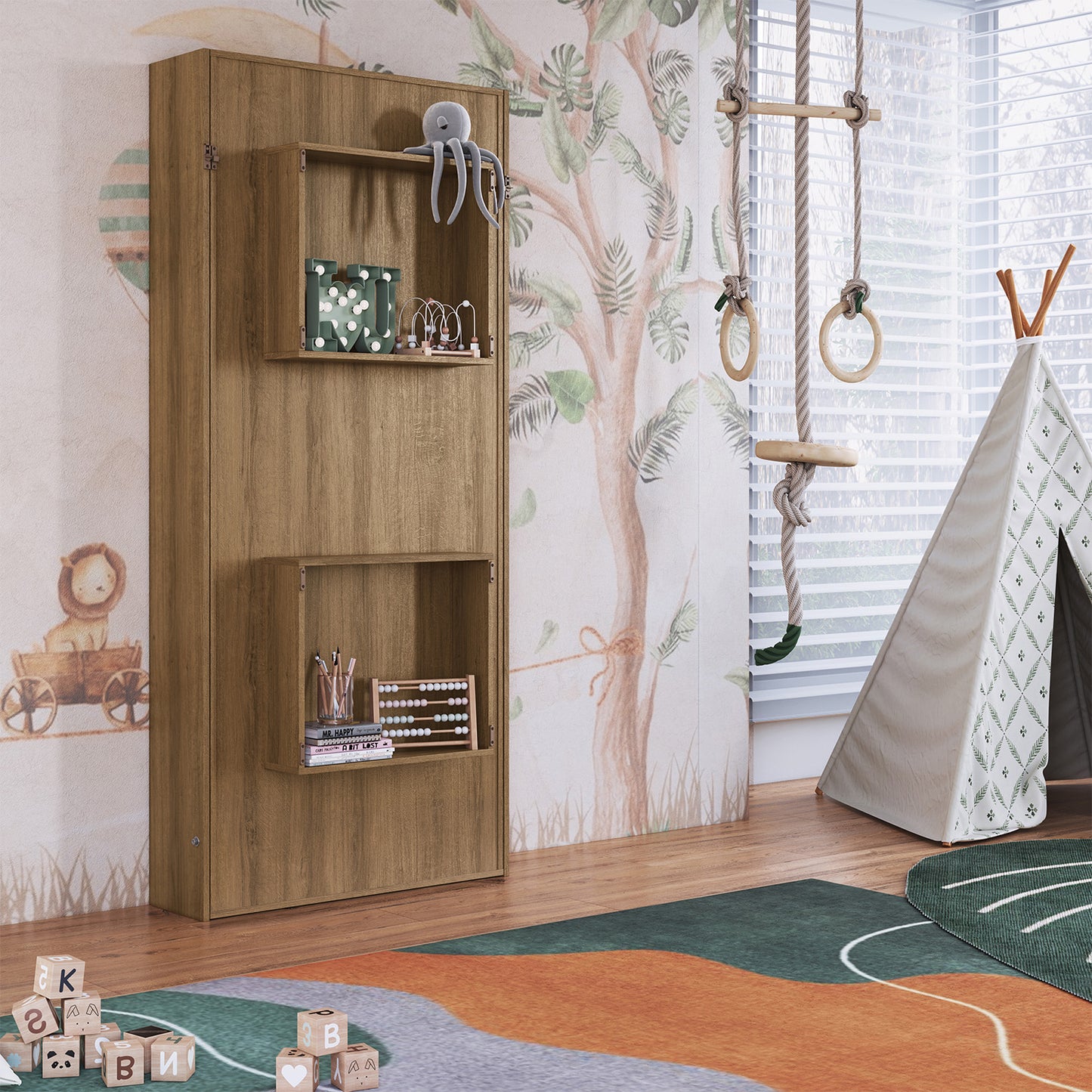 Cama Plegable Vertical 1 Pza Hoga Vancouver Miel