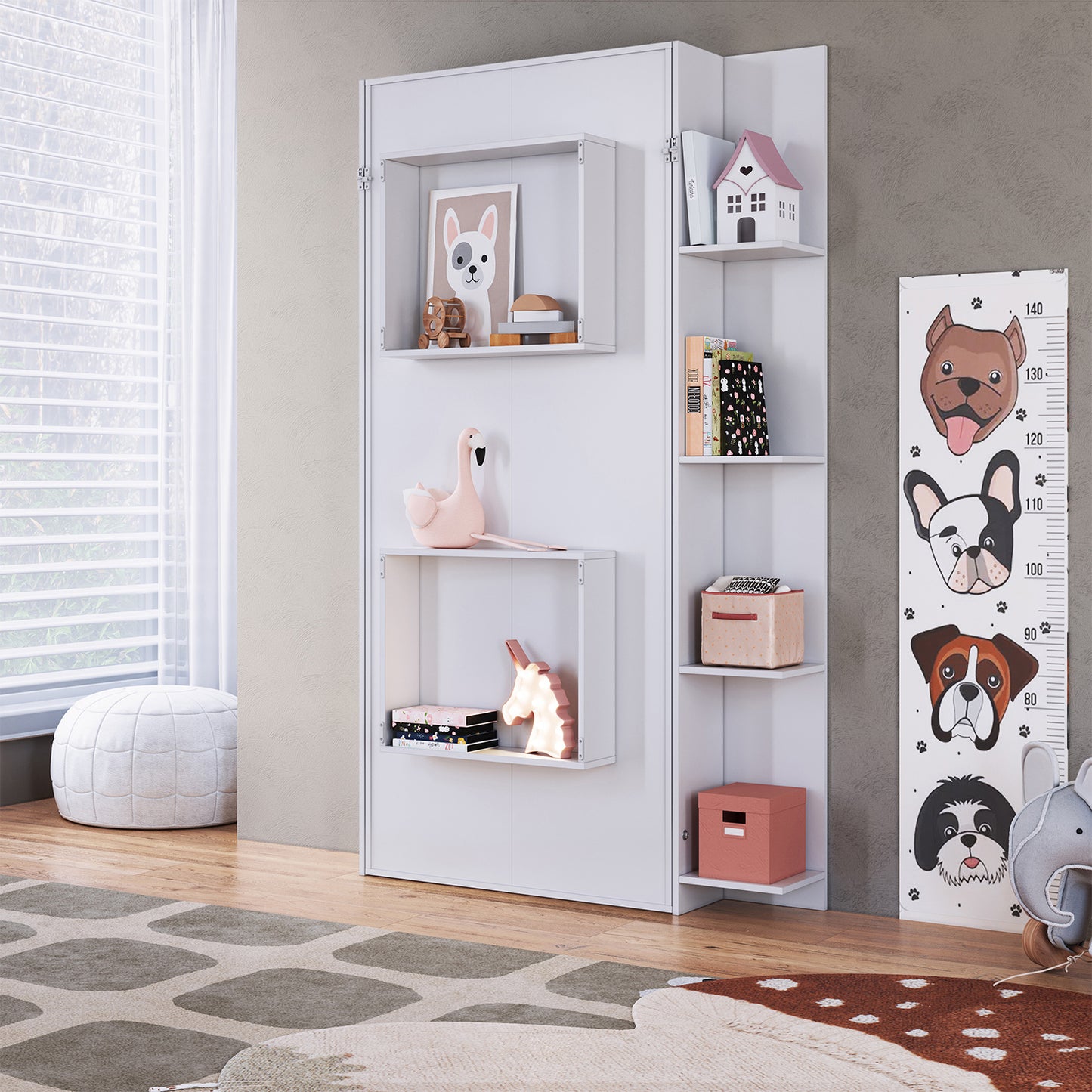 Cama Plegable Vertical con Estante 1 Pza Hoga Vancouver Blanco