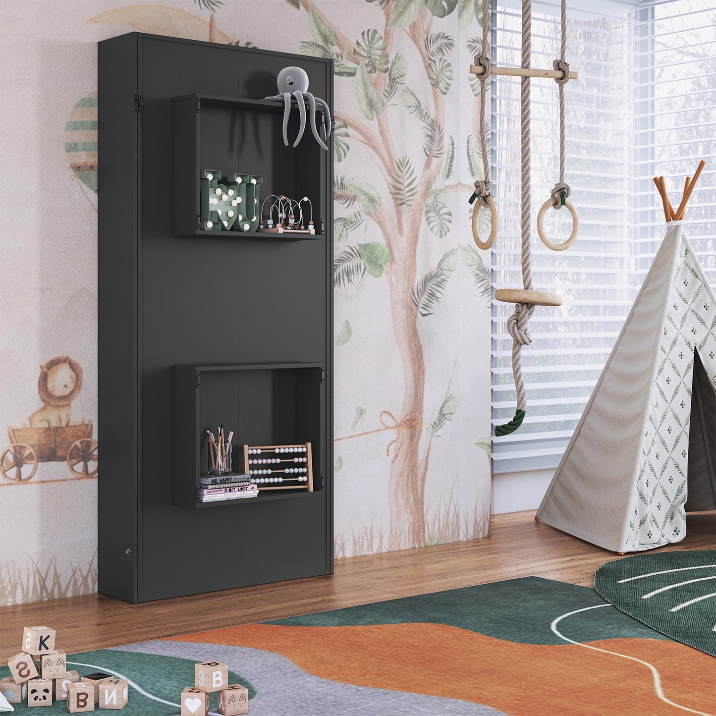Cama Plegable Vertical 1,5 Pzas Hoga Vancouver Gris