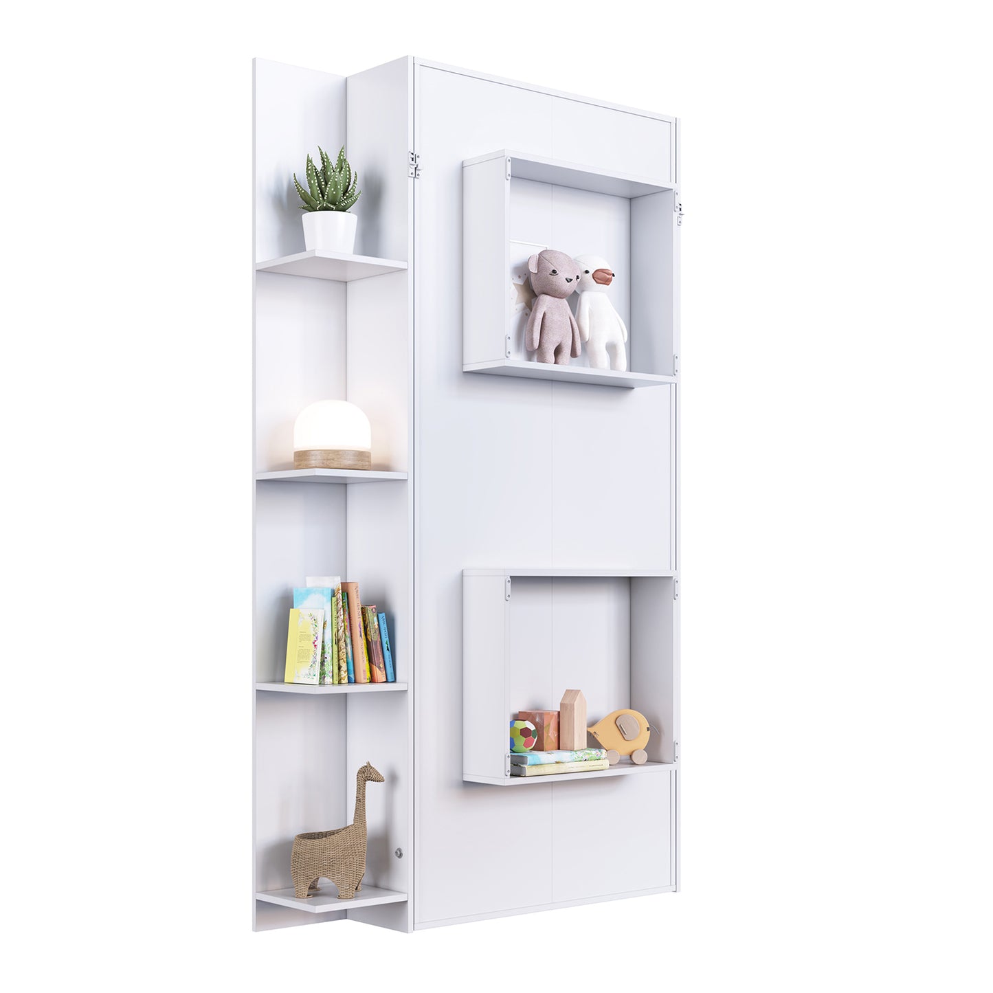 Cama Plegable Vertical con Estante 1,5 Pzas Hoga Vancouver Blanco