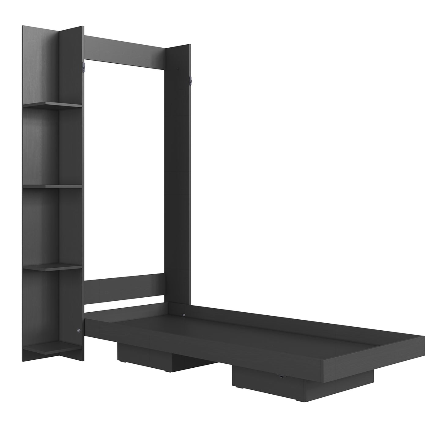 Cama Plegable Vertical con Estante 1,5 Pzas Hoga Vancouver Gris