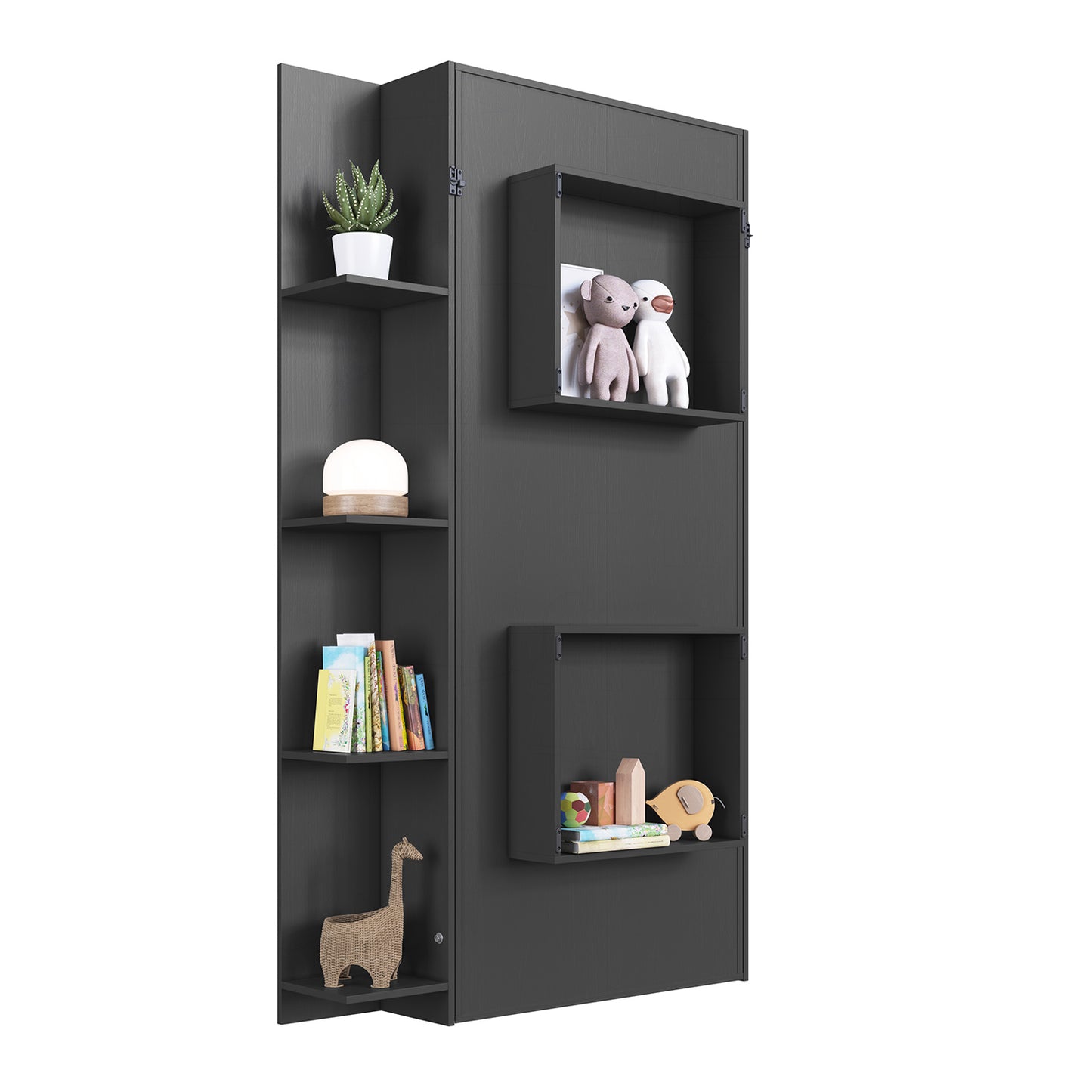 Cama Plegable Vertical con Estante 1,5 Pzas Hoga Vancouver Gris