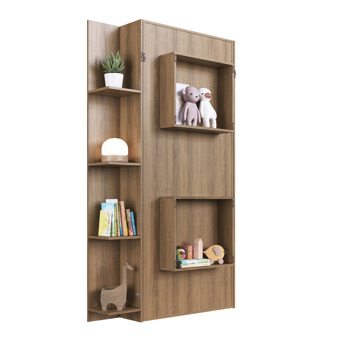 Cama Plegable Vertical con Estante 1,5 Pzas Hoga Vancouver Miel