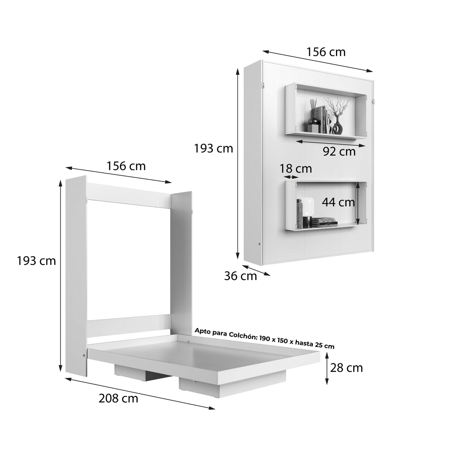 Cama Plegable Vertical 2 Pzas Hoga Vancouver Miel