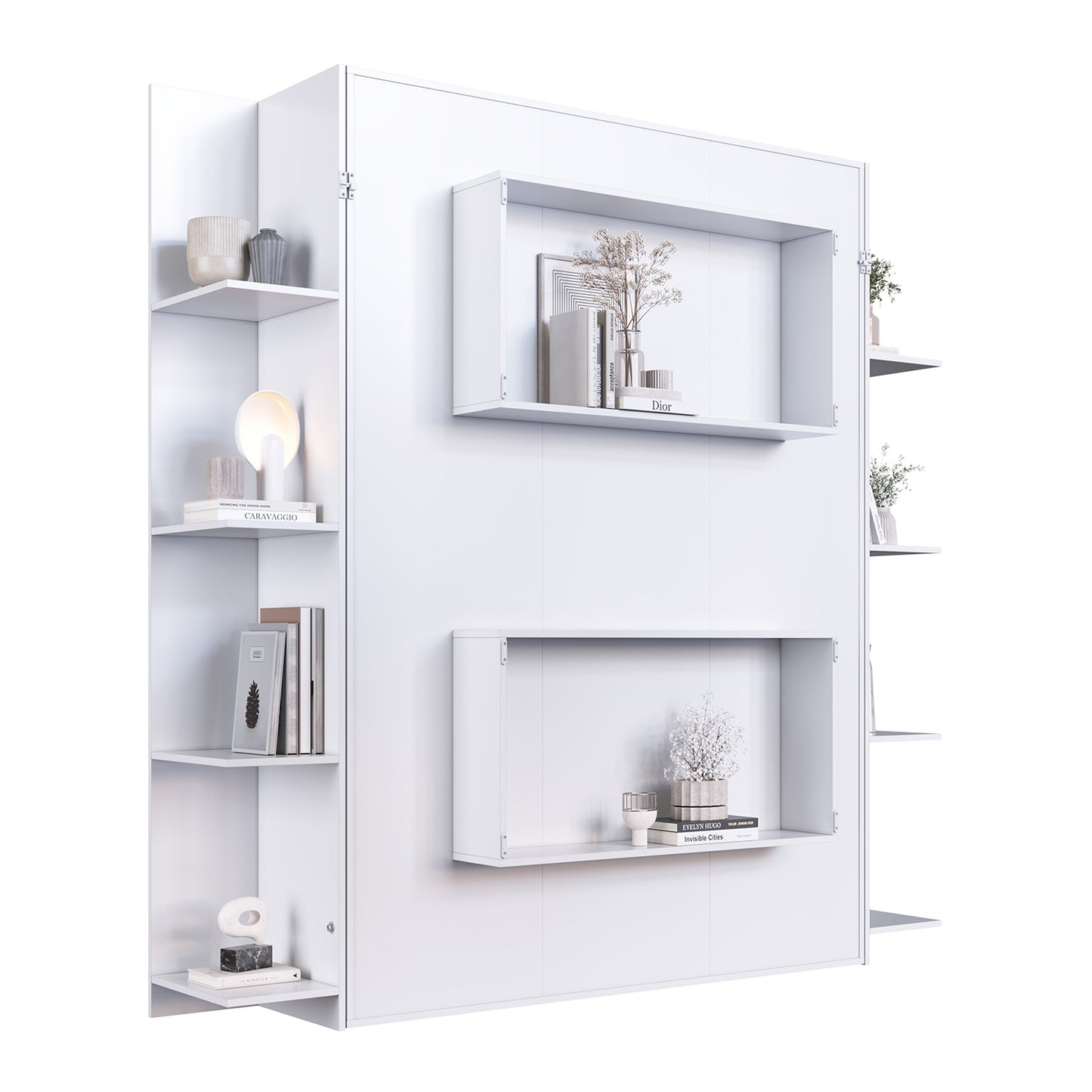 Cama Plegable Vertical con Estante 2 Pzas Hoga Vancouver Blanco