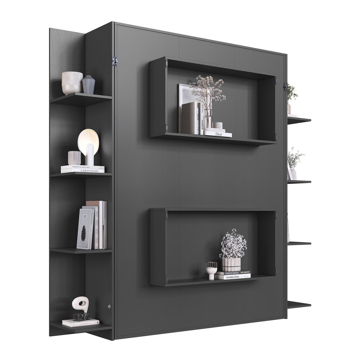 Cama Plegable Vertical con Estante 2 Pzas Hoga Vancouver Gris