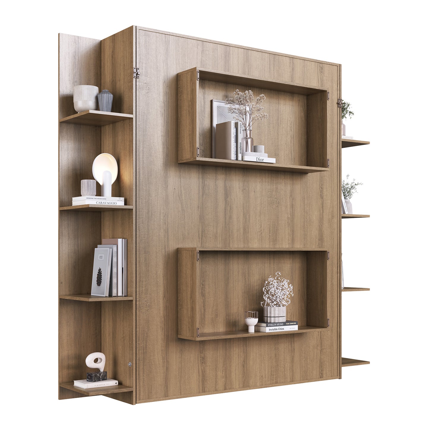 Cama Plegable Vertical con Estante 2 Pzas Hoga Vancouver Miel