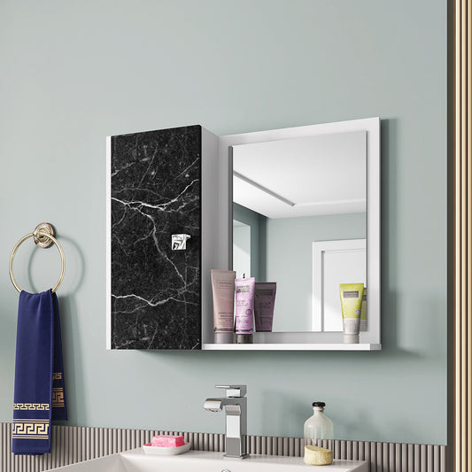 Mueble de Baño con Espejo Genova Blanco Negro Marmol