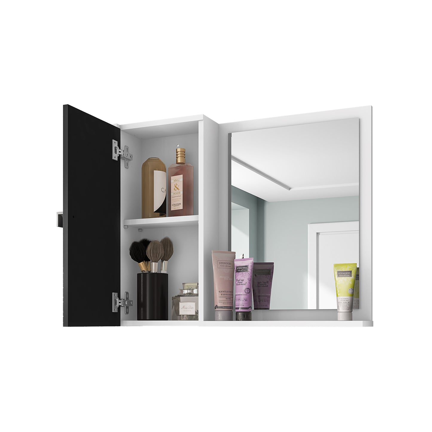 Mueble de Baño con Espejo Genova Blanco Negro Marmol