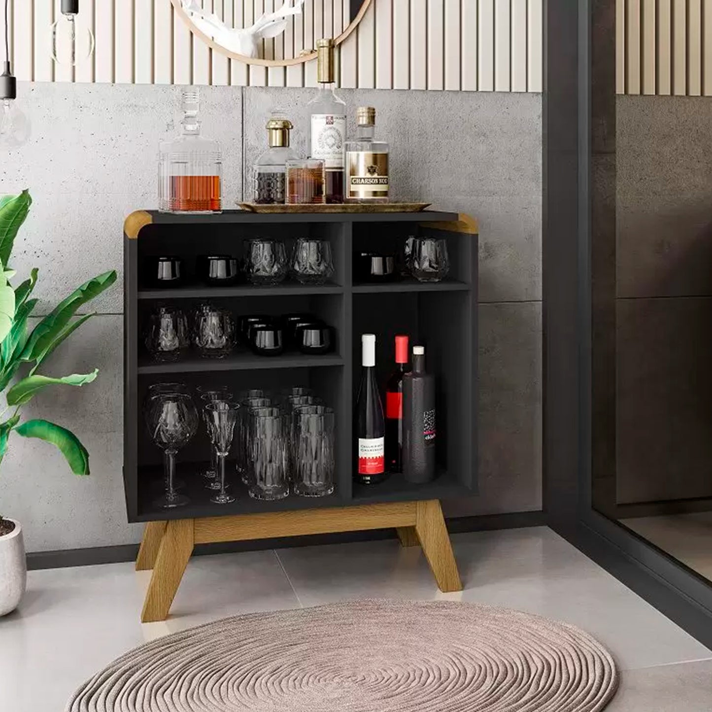 Aparador Buffet Granite Negro Canela