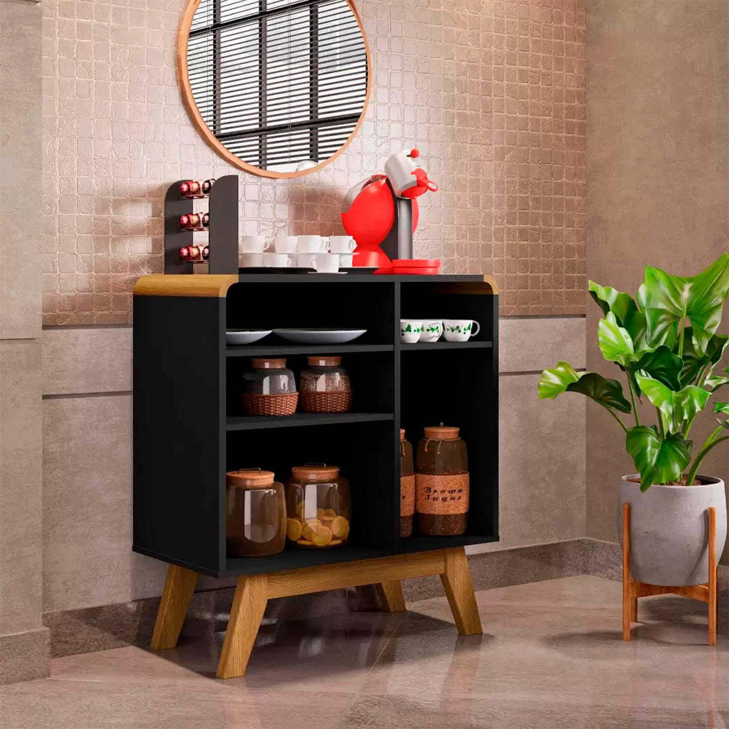 Aparador Buffet Granite Negro Canela