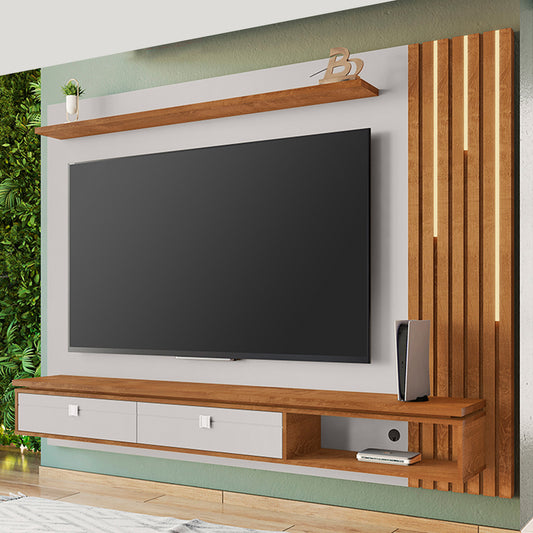 Panel Rack Tv 80" Hanover Blanco Invierno Natural