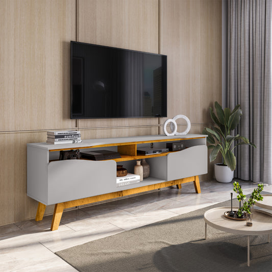 Rack Tv 75" Hoga Ilhabela Blanco Invierno Natural