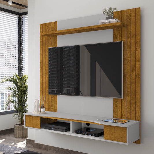 Panel Rack Tv 55" Hoga Ipanema Natural Blanco Invierno