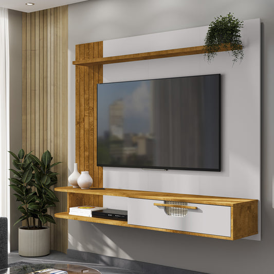 Panel Rack Tv 65" Hoga Jeri Natural Blanco Invierno