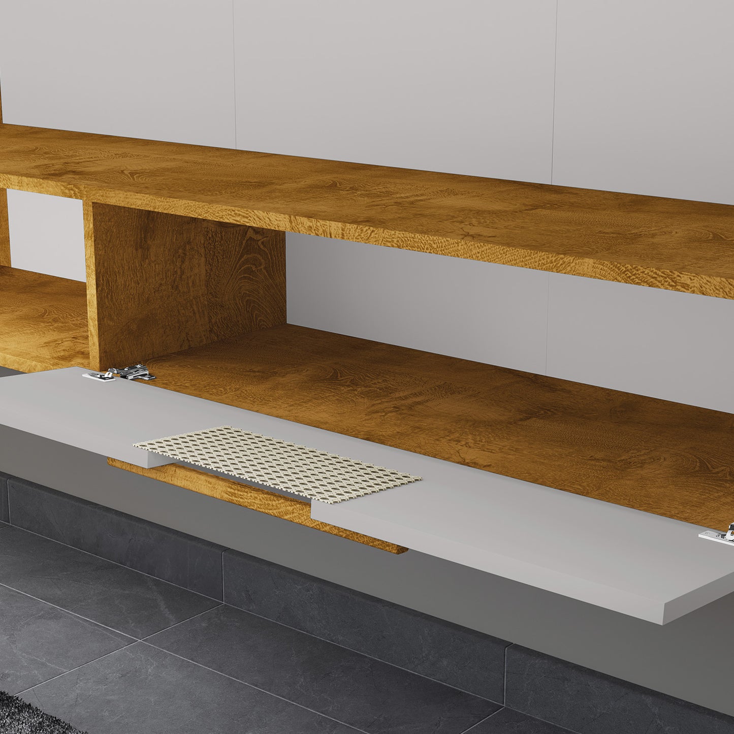 Panel Rack Tv 65" Hoga Jeri Natural Blanco Invierno