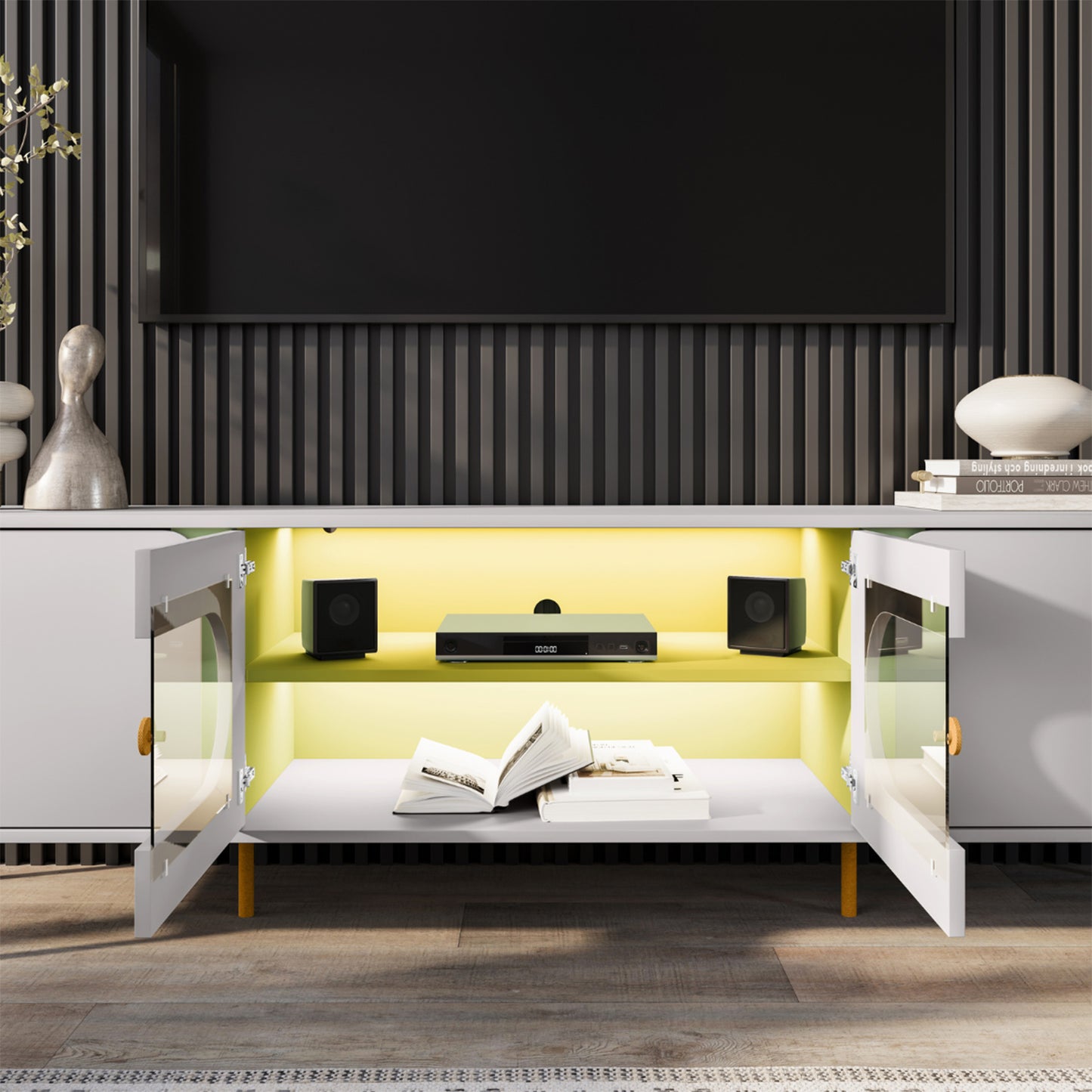 Rack Tv 75" Hoga Juquehy Blanco Invierno Pistacho