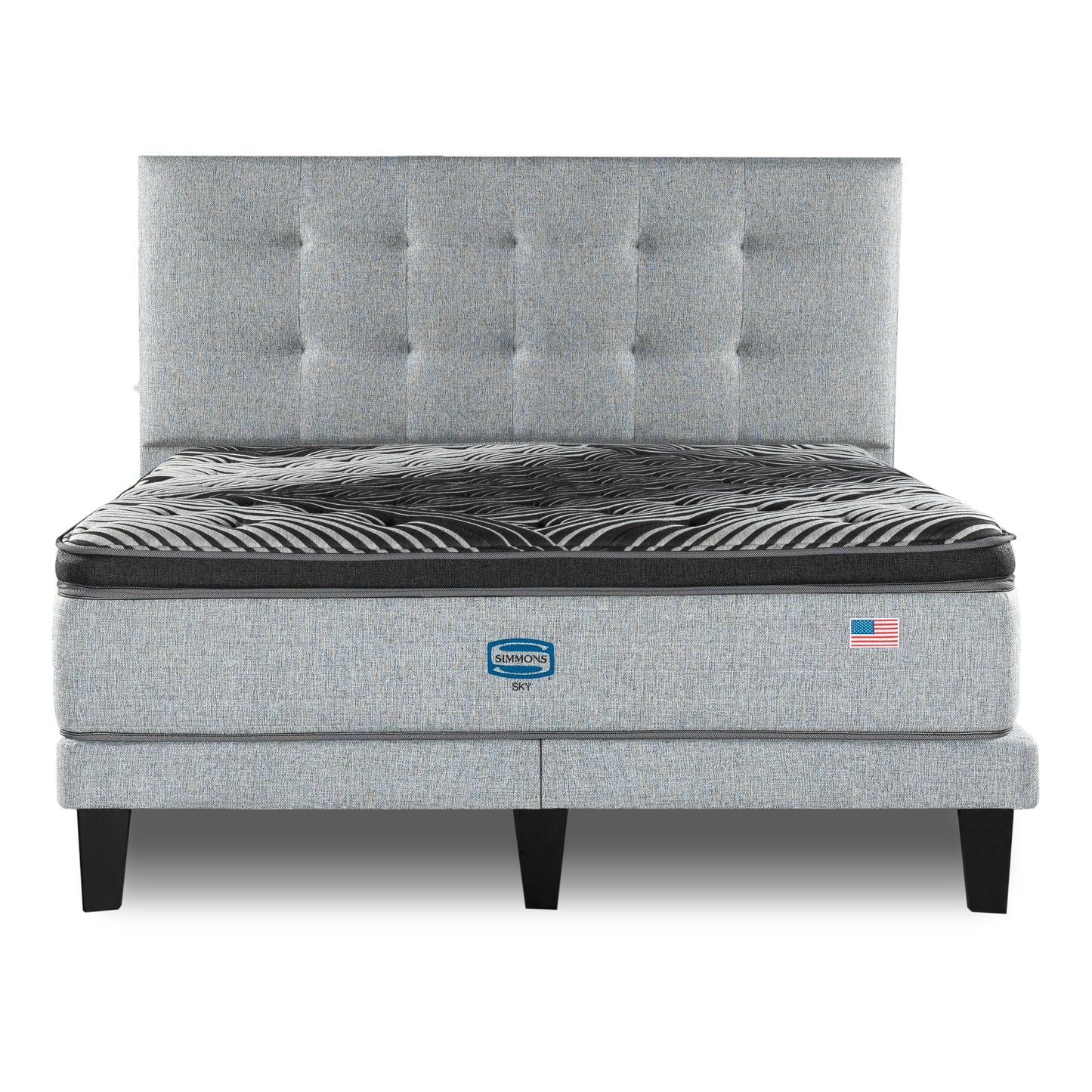 Cama Simmons Sky King B/D + Respaldo Tignes Plata