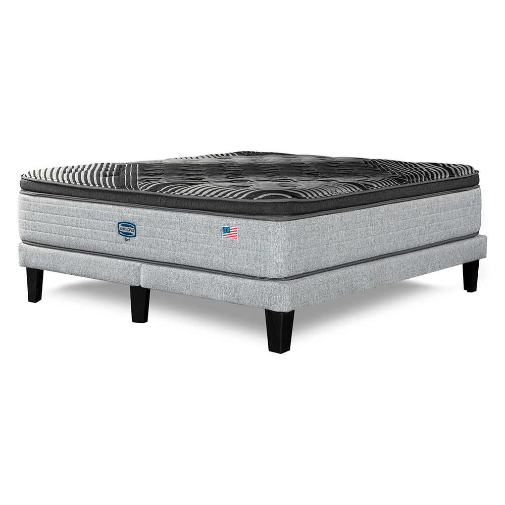Cama Simmons Sky King B/D + Respaldo Tignes Plata