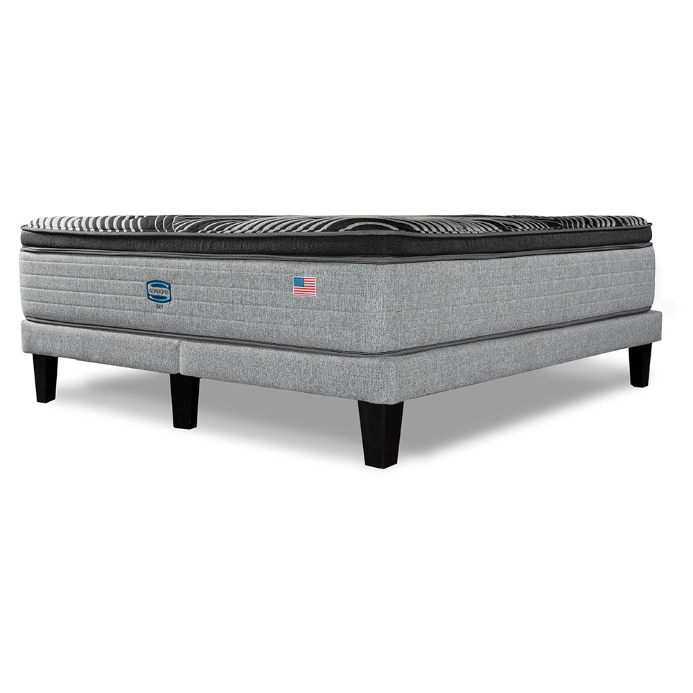 Cama Simmons Sky King B/D + Respaldo Tignes Plata