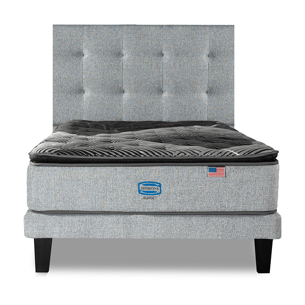 Cama Simmons Sunset 1,5 Plazas + Respaldo Tignes Plata