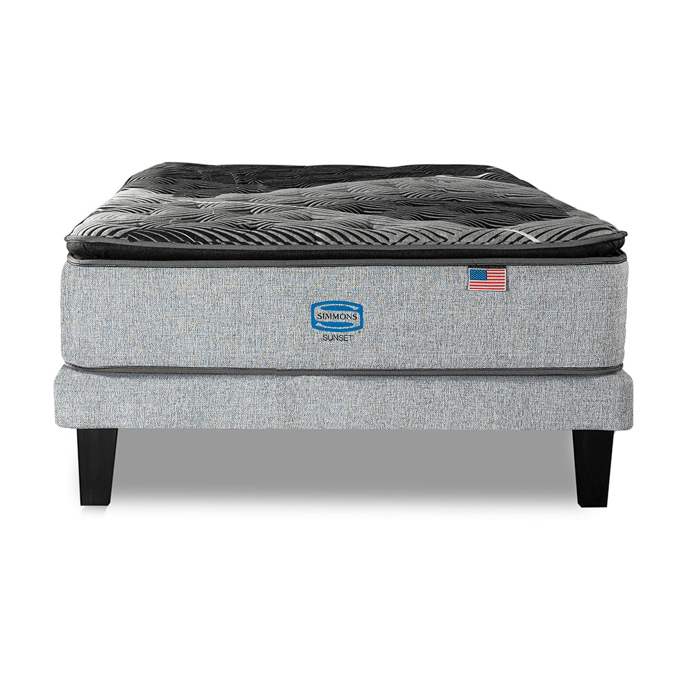 Cama Simmons Sunset 1,5 Plazas + Respaldo Tignes Plata