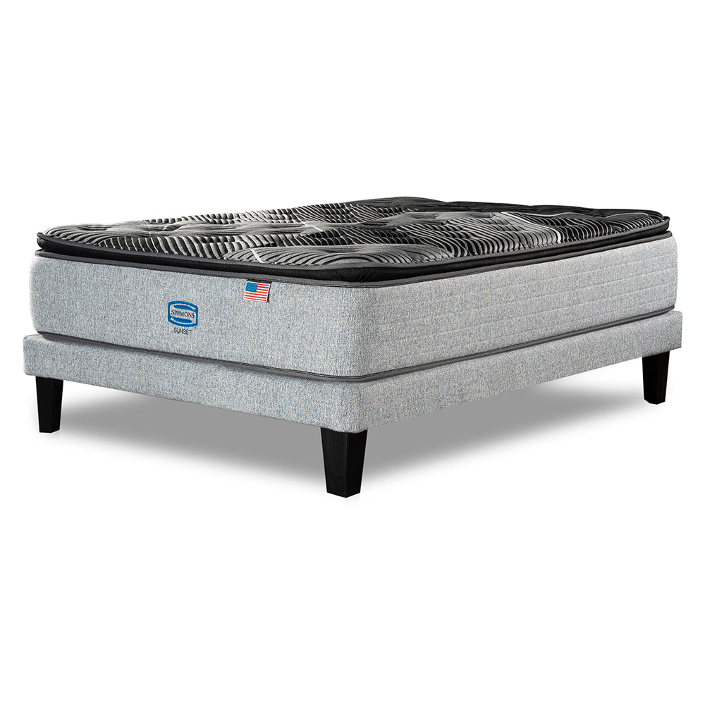 Cama Simmons Sunset 1,5 Plazas + Respaldo Tignes Plata