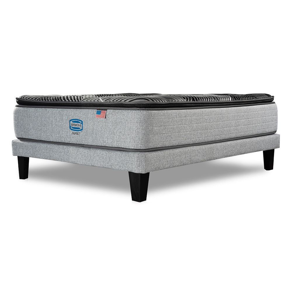 Cama Simmons Sunset 1,5 Plazas + Respaldo Tignes Plata