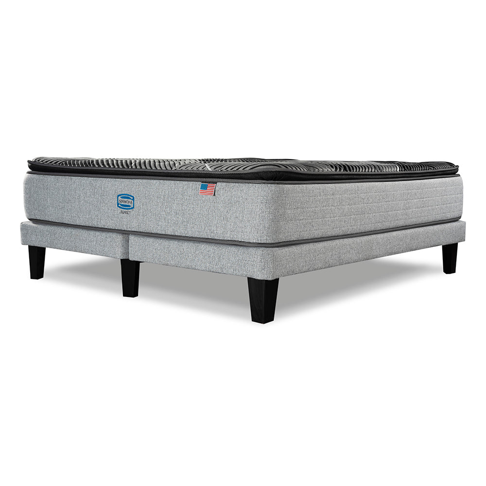 Cama Simmons Sunset King B/D + Respaldo Tignes Plata