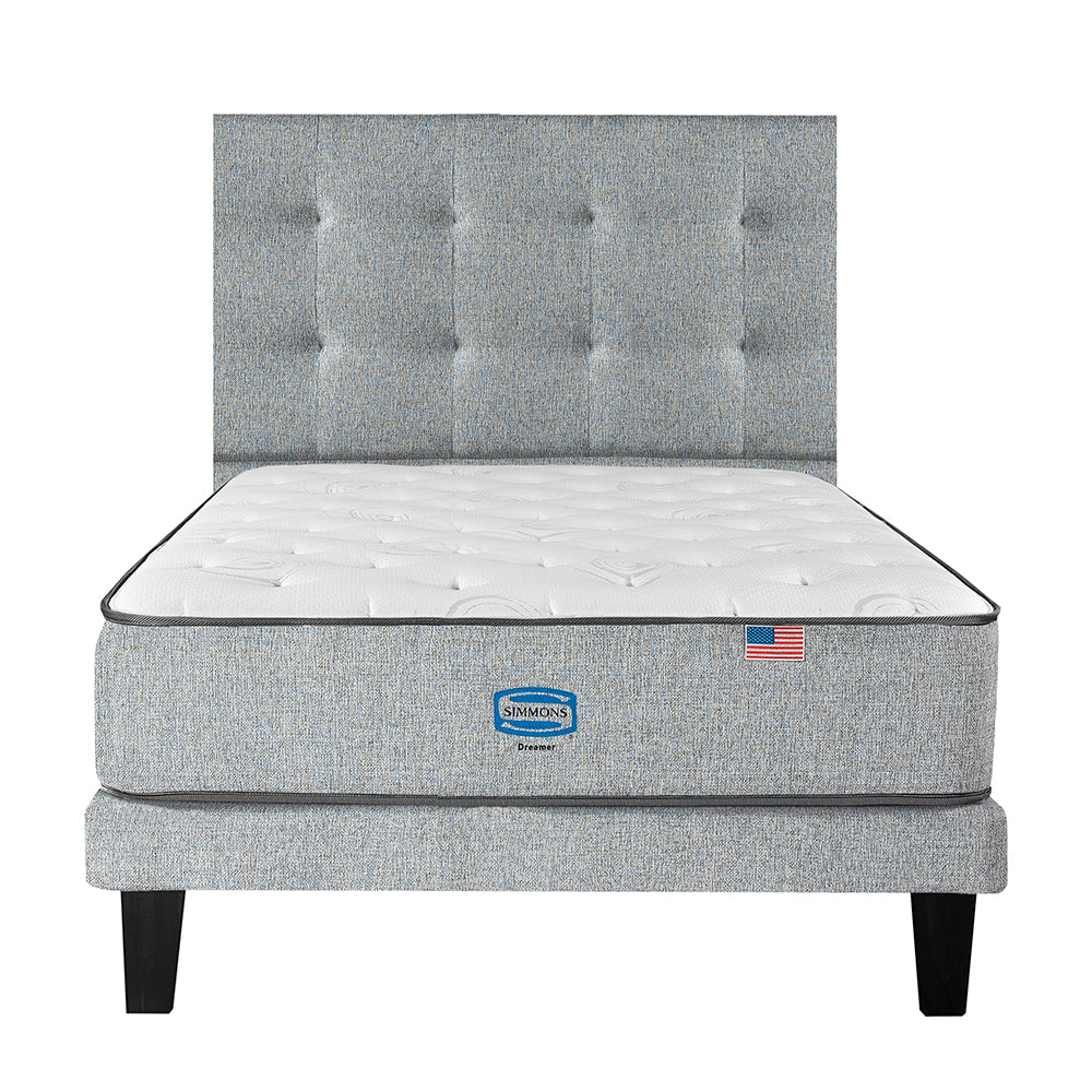 Cama Simmons Dreamer 1,5 Plazas + Respaldo Tignes Plata
