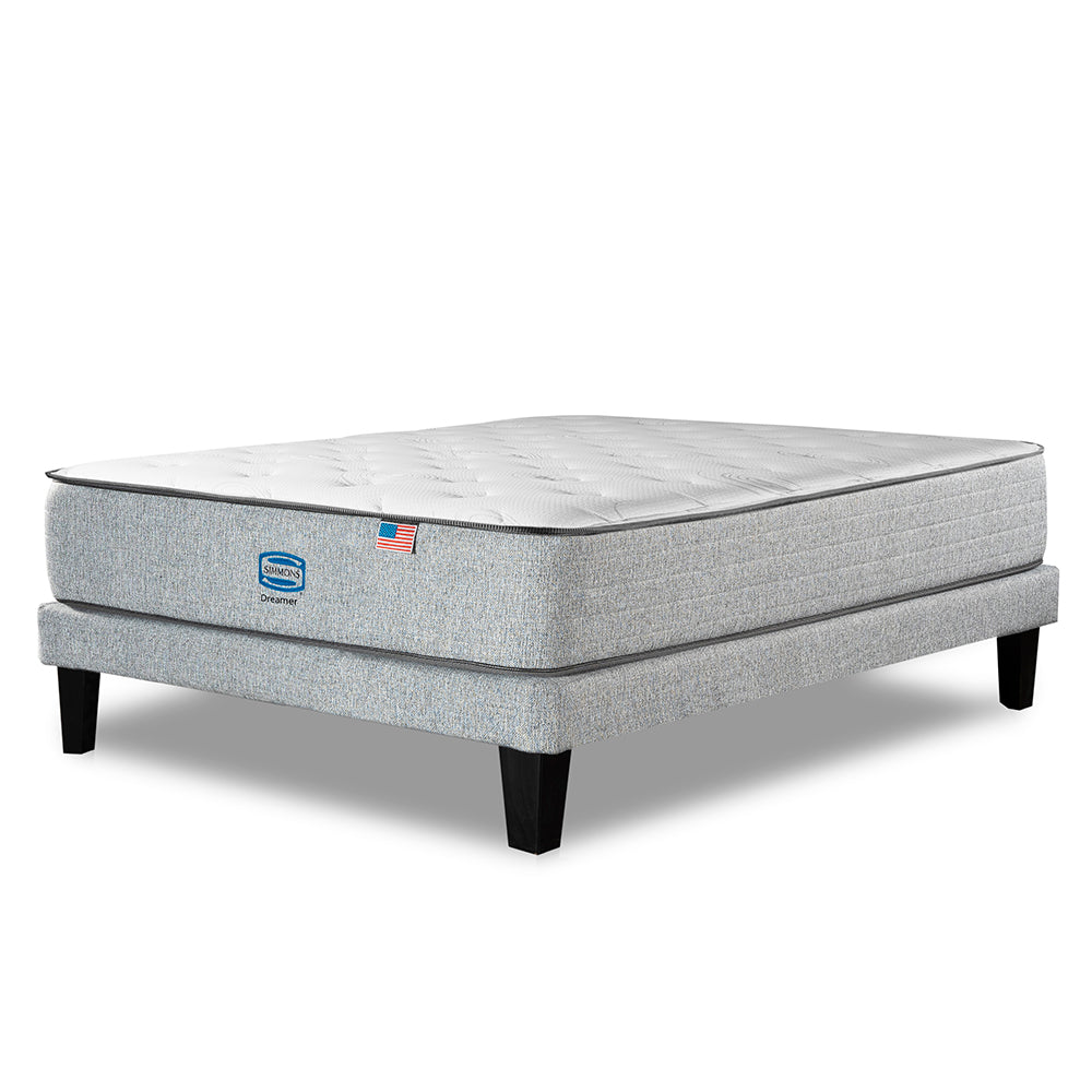 Cama Simmons Dreamer 1,5 Plazas + Respaldo Tignes Plata