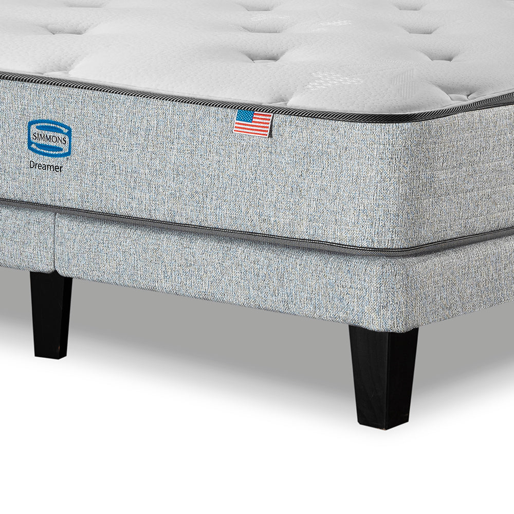 Cama Simmons Dreamer 1,5 Plazas + Respaldo Tignes Plata