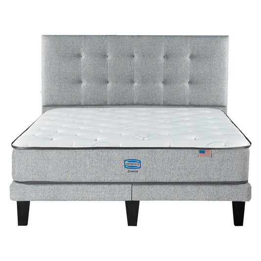 Cama Simmons Dreamer 2 Plazas B/D + Respaldo Tignes Plata